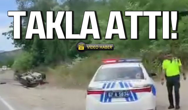 Bakacakkadı'da kaza! Takla attı!