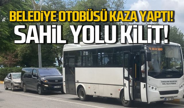 Belediye otobüsü kaza yaptı! Sahil yolu kilitlendi!