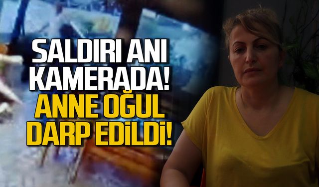 Saldırı anı kamerada! Kafe işleten anne oğul darp edildi!