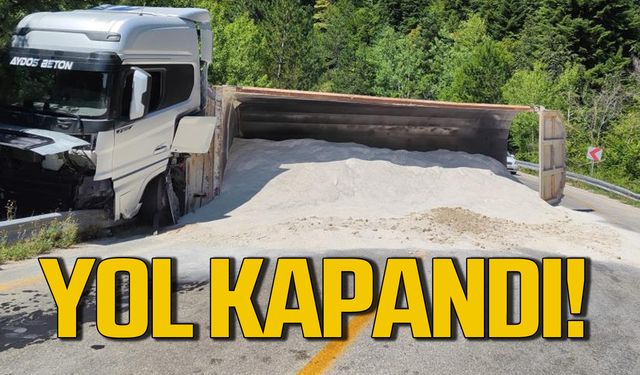 Kamyon devrildi! Karabük Bartın yolu kapandı!