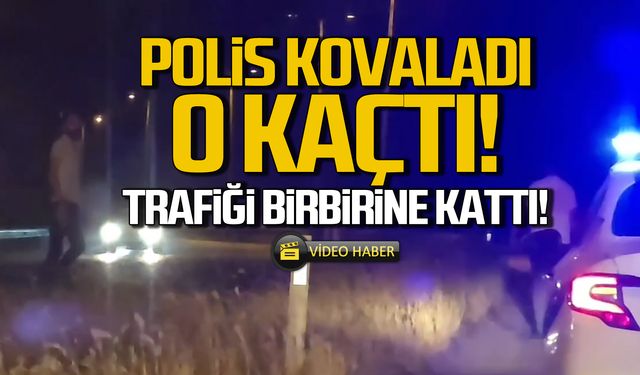 Polis kovaladı o kaçtı! Trafiği birbirine kattı!