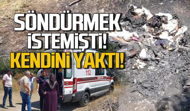 Ateşi söndürmek istedi kendini yaktı!