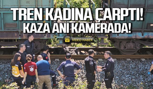 Tren kadına çarptı! Kaza anı kamerada!