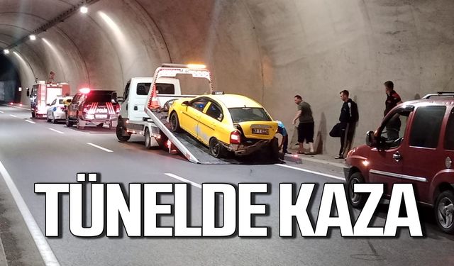 Kilimli yolunda olay! Taksi tünelde kaza yaptı!