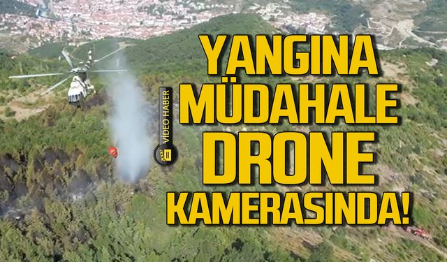 Devrek orman yangınında helikopter müdahalesi drone kamerasında!