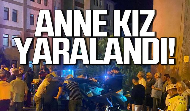 Bariyerlere çarptı! Anne kız yaralandı!