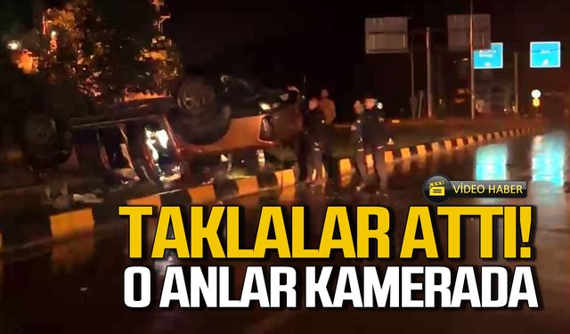 Bartın'da yağmur kazaları da beraberinde getirdi: Aracın taklalar attığı anlar kamerada