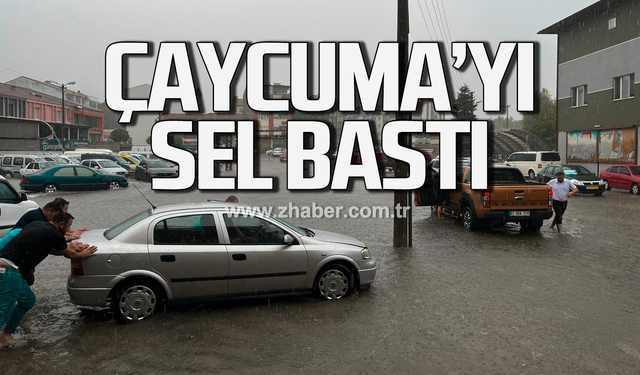 Çaycuma'da terminal bölgesini su bastı! Araçlar yolda kaldı!