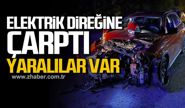 Devrek'te otomobil elektrik direğine çarptı! Yaralılar var!