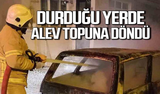 Kozlu'da yangın! Durduğu yerde alev aldı