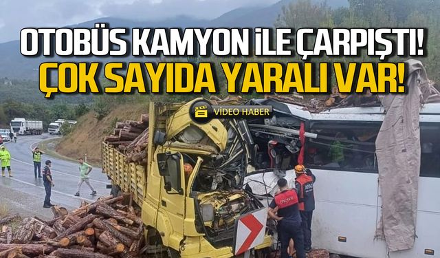 Otobüs kamyon ile çarpıştı! Çok sayıda yaralı var!