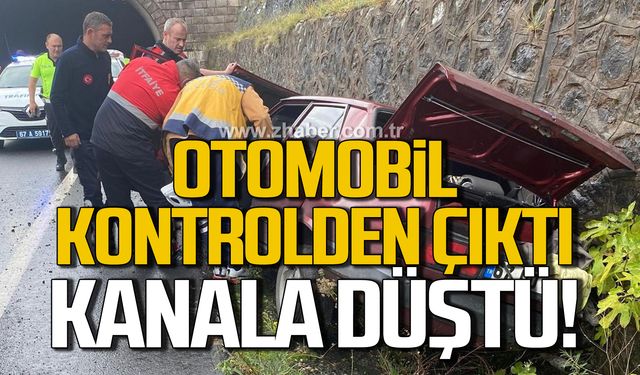 Kozlu'da otomobil kanala düştü!