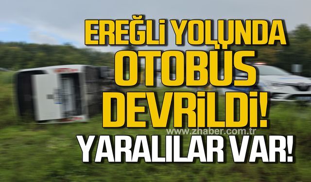 Zonguldak'ta yolcu midibüsü devrildi; Yaralılar var