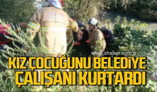 Bartın'da ırmağa atlayan kız çocuğunu belediye personeli kurtardı!