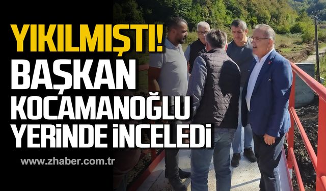 Geçici köprü yıkılmıştı! Başkan Kocamanoğlu yerinde inceledi!