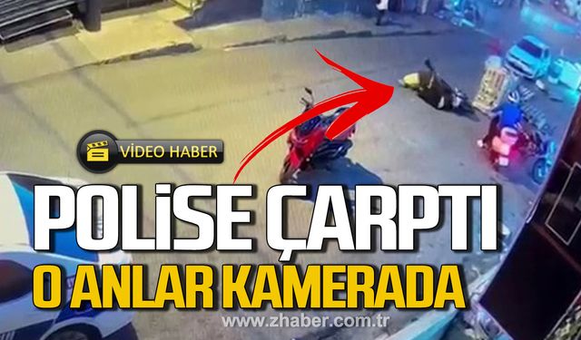 Denetimden kaçmaya çalışırken polise çarptı! O anlar kamerada!