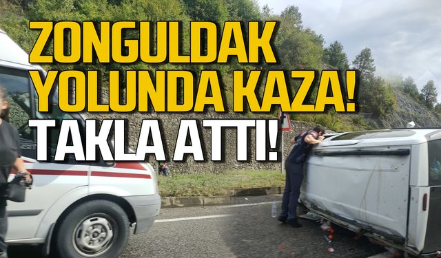 Zonguldak-Ankara yolunda kaza! Takla attı!