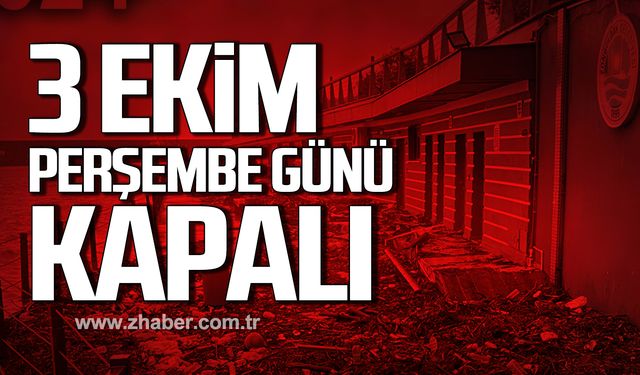 Kent Lokantası 3 Ekim Perşembe günü kapalı olacak!