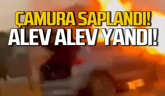 Çamura saplandı alev alev yandı!