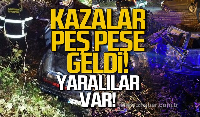 Çaycuma'da kazalar peş peşe geldi! Yaralılar var