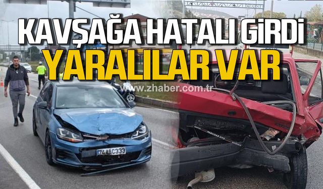 Bartın'da kavşağa hatalı girdi! Yaralılar var!