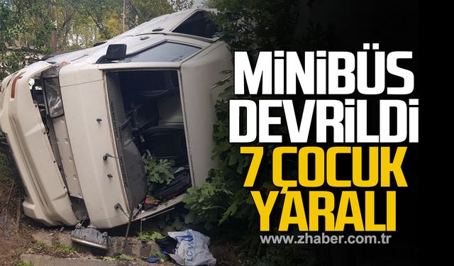 Karabük'te minibüs devrildi! 7 çocuk yaralandı!