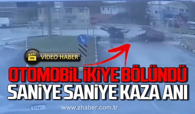 Bartın’da otomobil ikiye bölündü! Saniye saniye kaza anı!