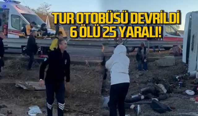 Aksaray'da tur otobüsü devrildi! 6 ölü 25 yaralı!