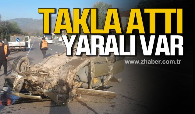 Zonguldak'ta otomobil takla attı! Yaralı var!