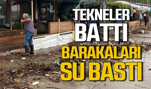 Kozlu'da tekneler battı, barakaları su bastı