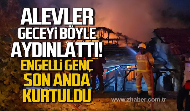 Engelli genç alevlerin arasından son anda kurtuldu!