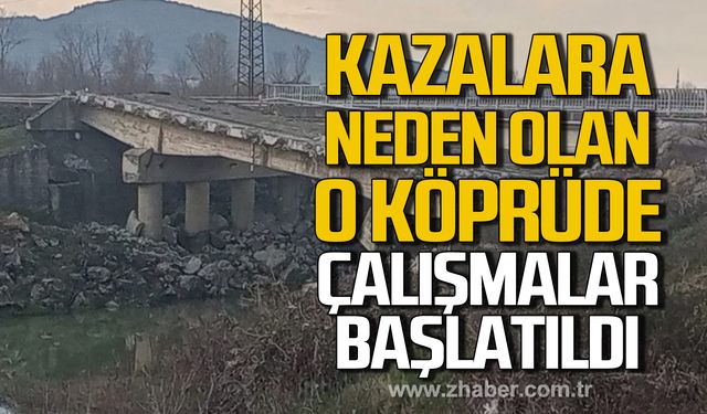 Çöken köprüde çalışmalar başladı