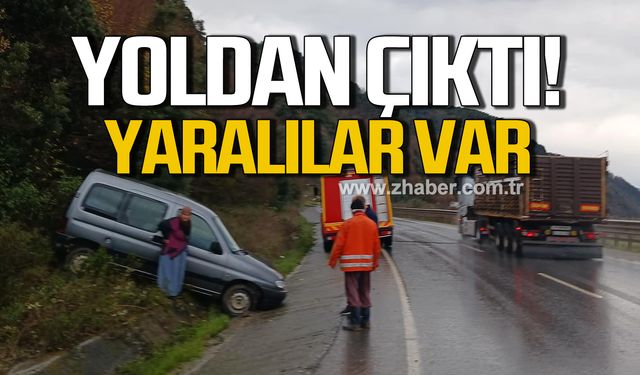 Alaplı'da otomobil yoldan çıktı! Yaralılar var!