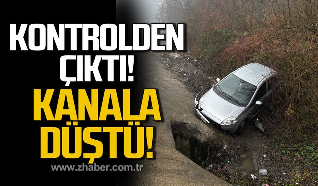 Kontrolden çıkan araç kanala düştü!