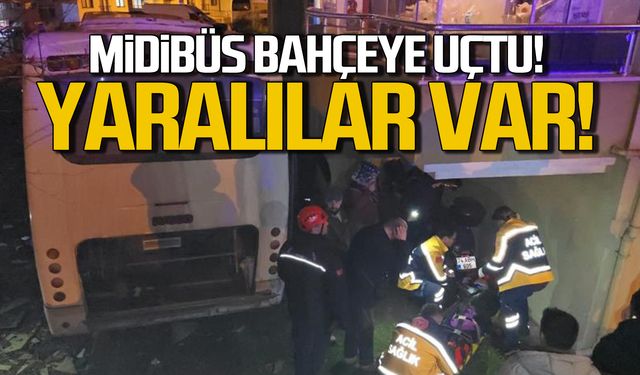 Ereğli'de kaza! Midibüs bahçeye uçtu! Yaralılar var!