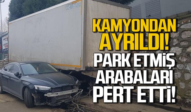 Kamyondan ayrılan dorse arabaları pert etti!