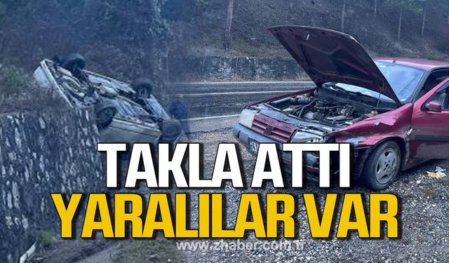 Karabük'te otomobil takla attı! Yaralılar var!