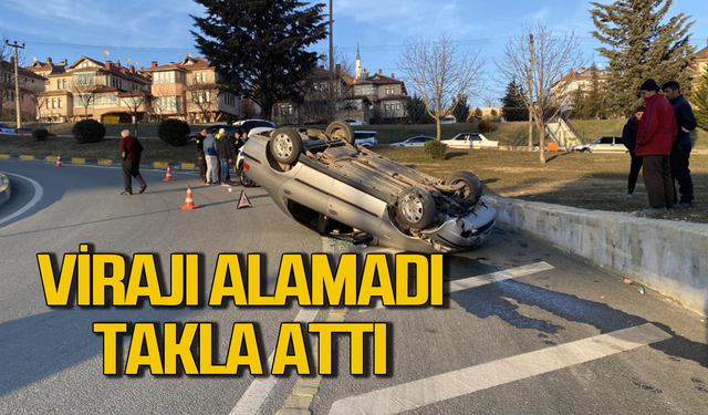 Kastamonu'da virajı alamayan araç takla attı!