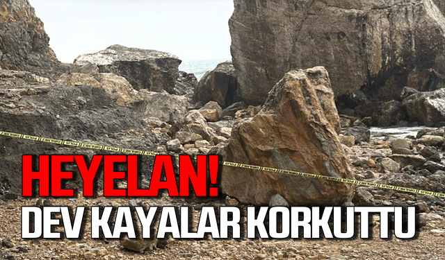 Heyelan! Dev kayalar korku dolu anlar yaşattı