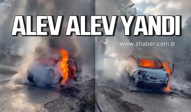 Karabük'te seyir halindeki otomobil alev alev yandı!