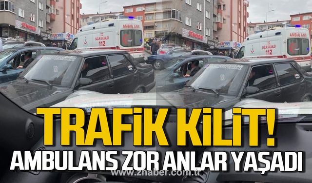 Kdz. Ereğli'de trafik kilit! Ambulans zor anlar yaşadı!