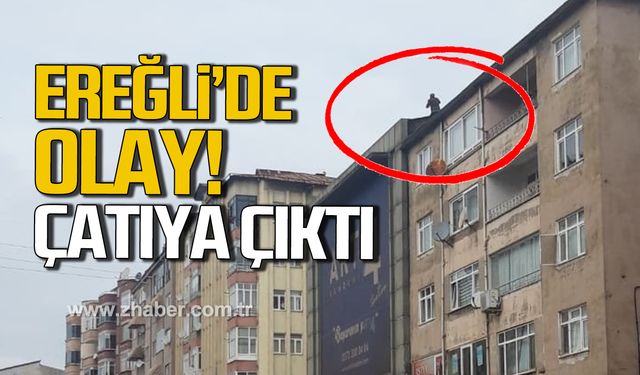 Ereğli'de olay! Çatıya çıkarak kendini atmak istedi!