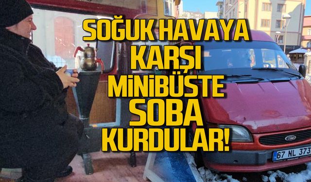 Soğuklara karşı etkili çözüm! Minibüste pelet sobası!