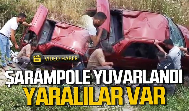 Karabük'te otomobil şarampole yuvarlandı! Yaralılar var!