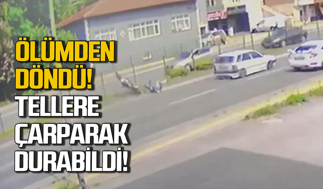 Ölümden döndü: Motosiklet tellere çarparak durabildi!