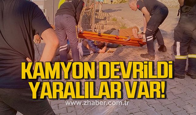 Kamyon devrildi! Yaralılar var!