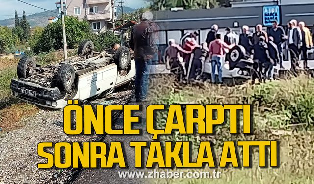 Devrek'te otomobil takla attı! Yaralı var