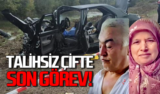 Feci kazada hayatını kaybeden çift son yolculuğuna uğurlandı