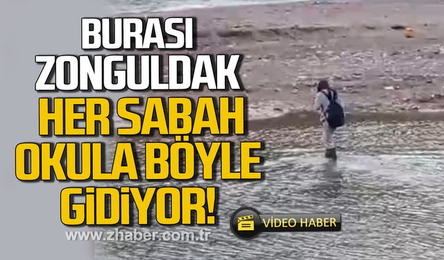 Burası Zonguldak! Her sabah okula böyle gidiyor!