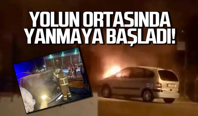 Bartın'da araç yolun ortasında yanmaya başladı!